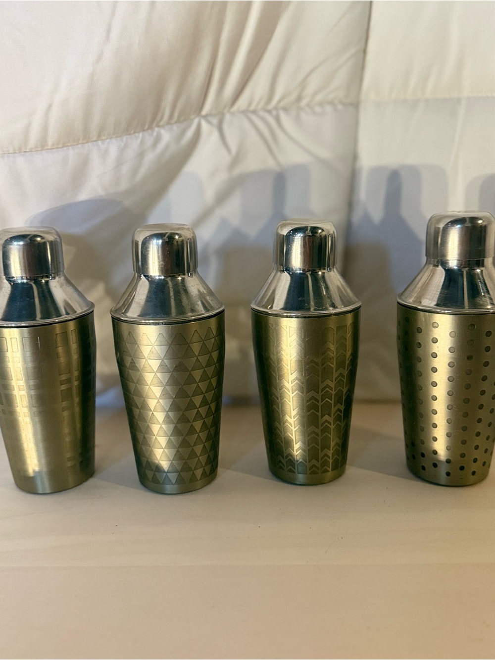 Cynthia Rowley Gold-Tone Patterned Cocktail Shakers - Set of 4